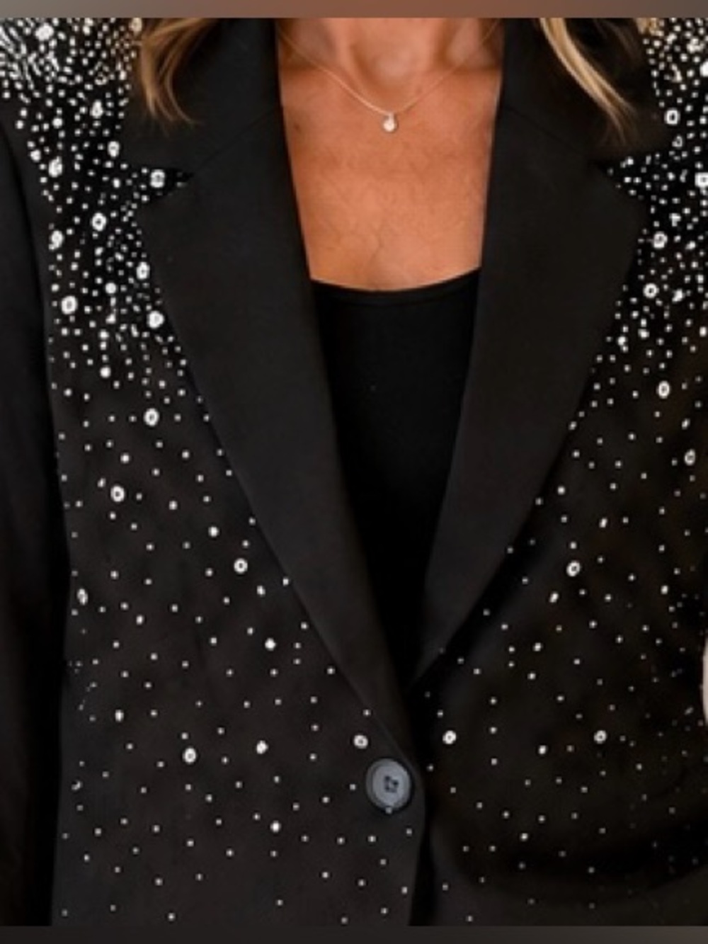 💎 HEM & THREAD Black Embellished Blazer - Picture 3 of 5